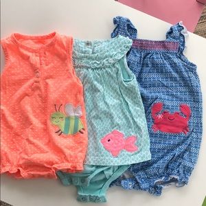 3 carters bubble rompers